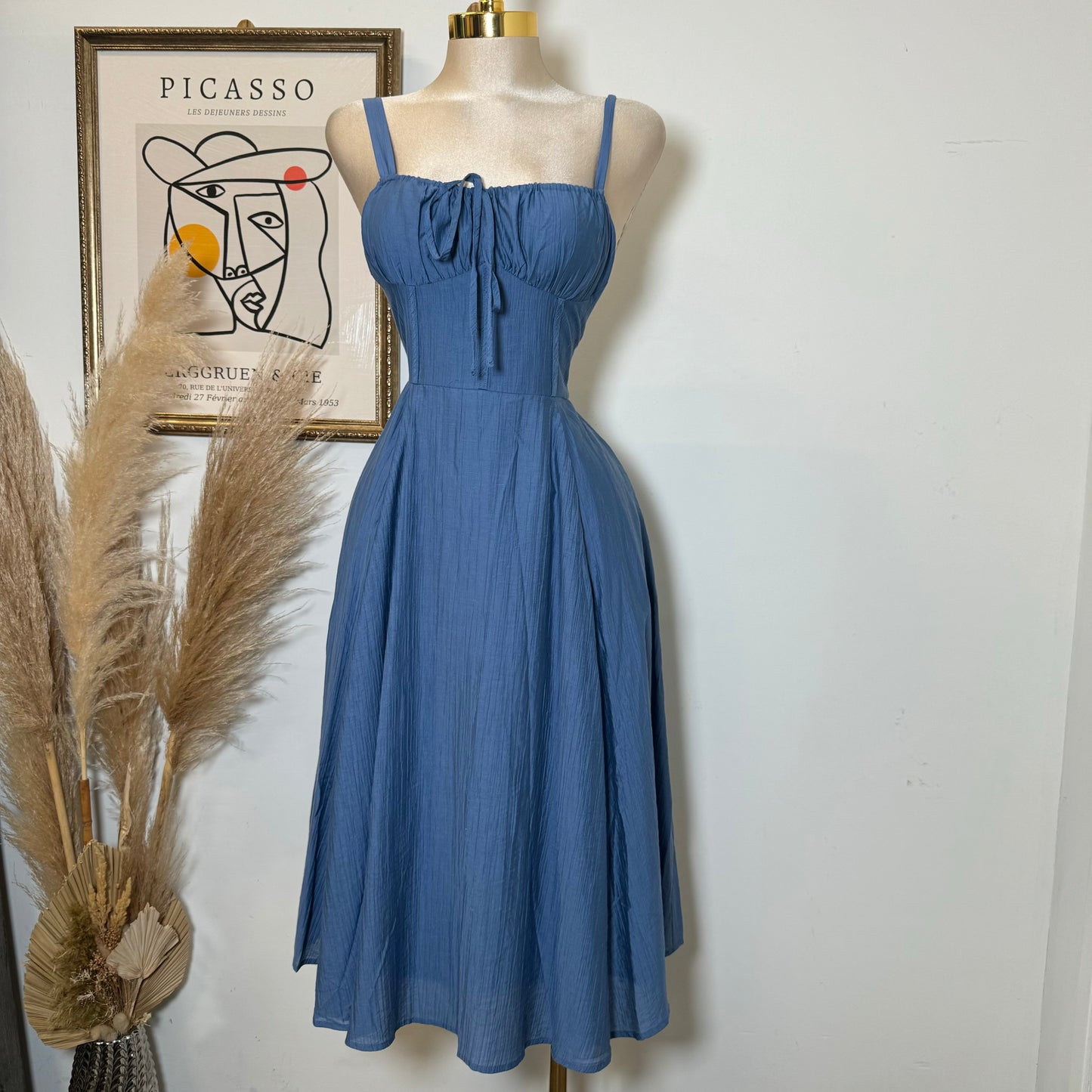Picnic Corset Dress-Blue
