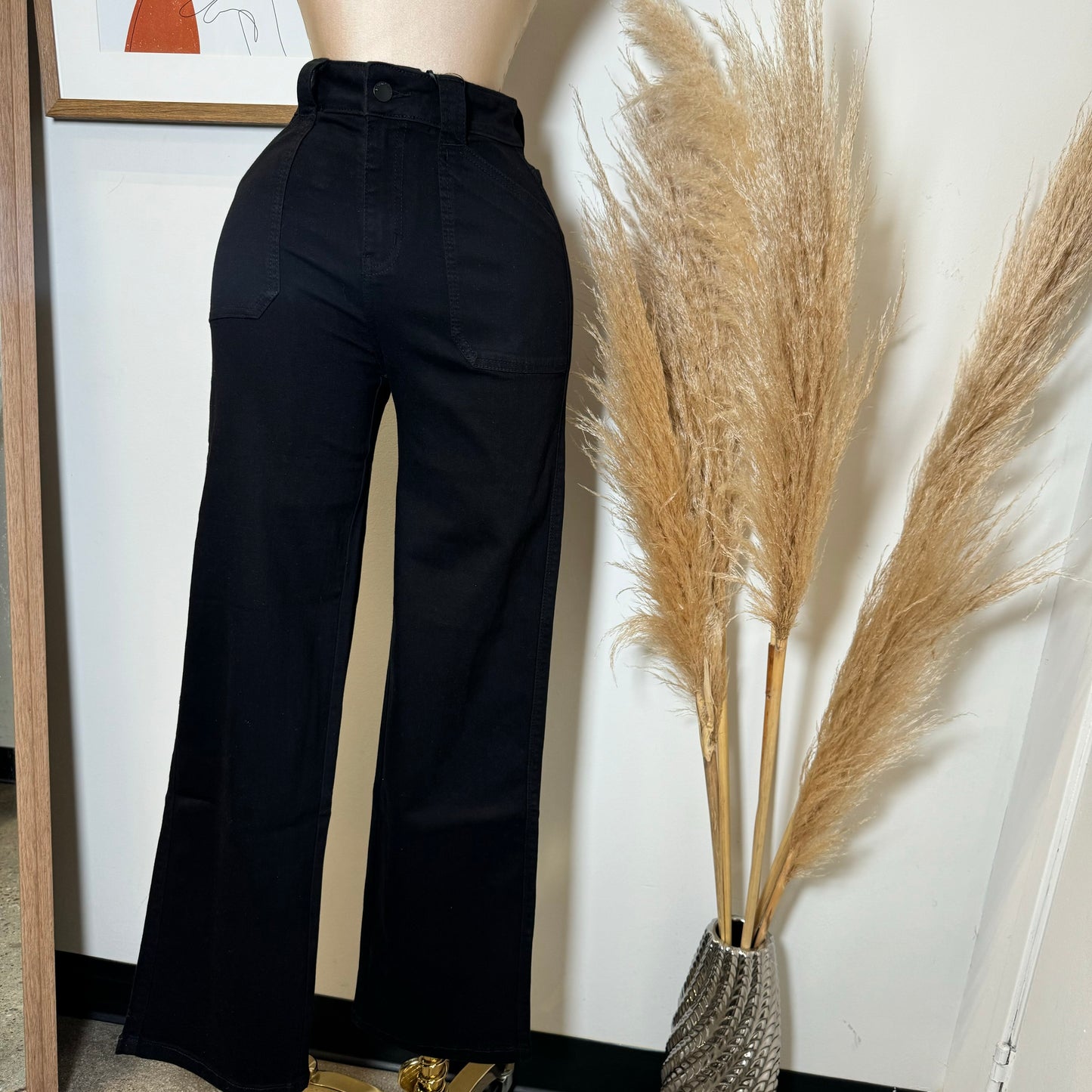 V2628 High Wide Leg-Black