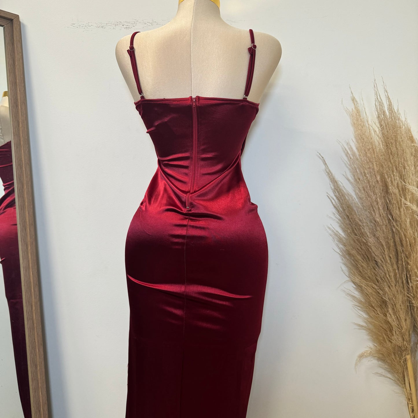 Holiday Satin Dress-Ruby