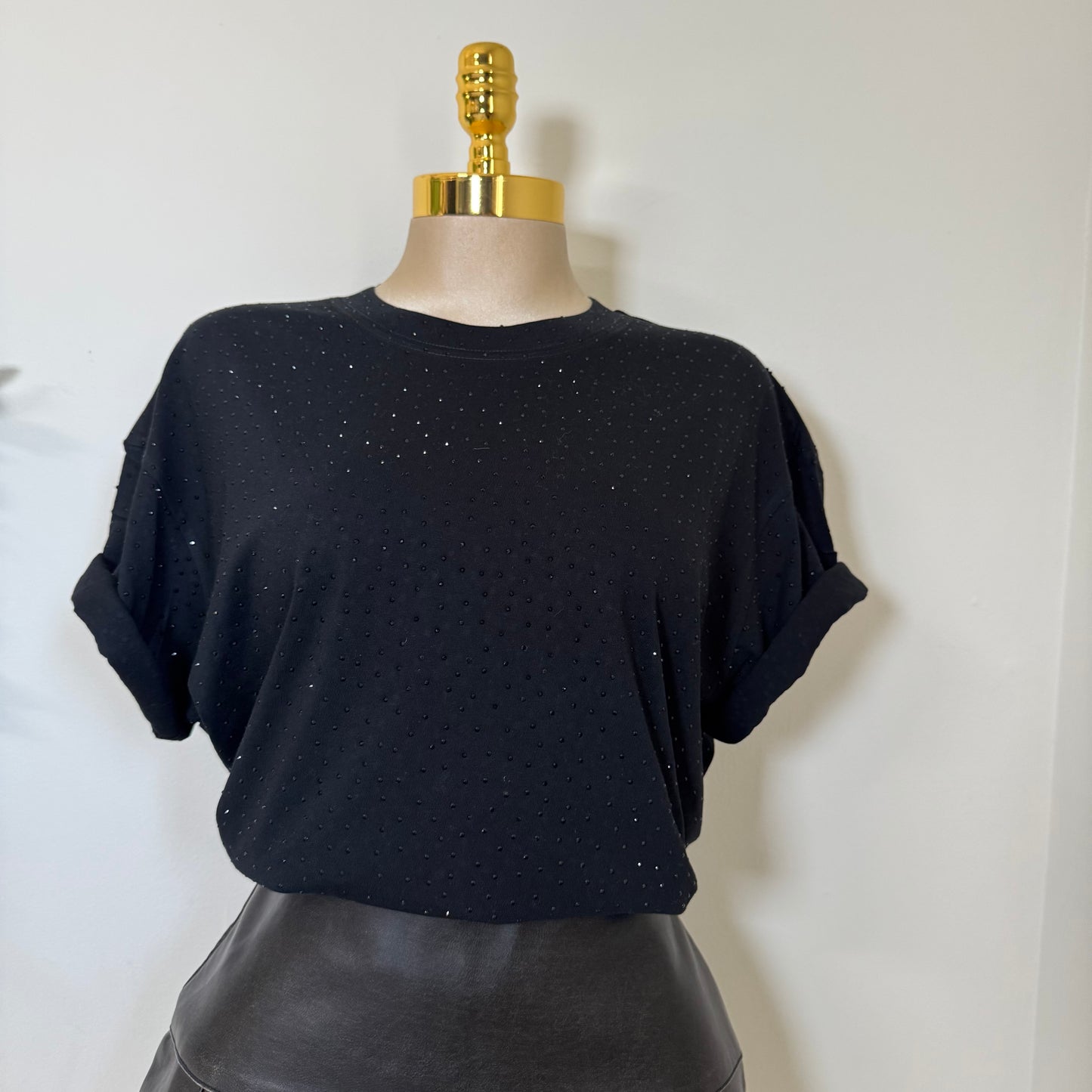 Rhinestone Oversized Top-Black