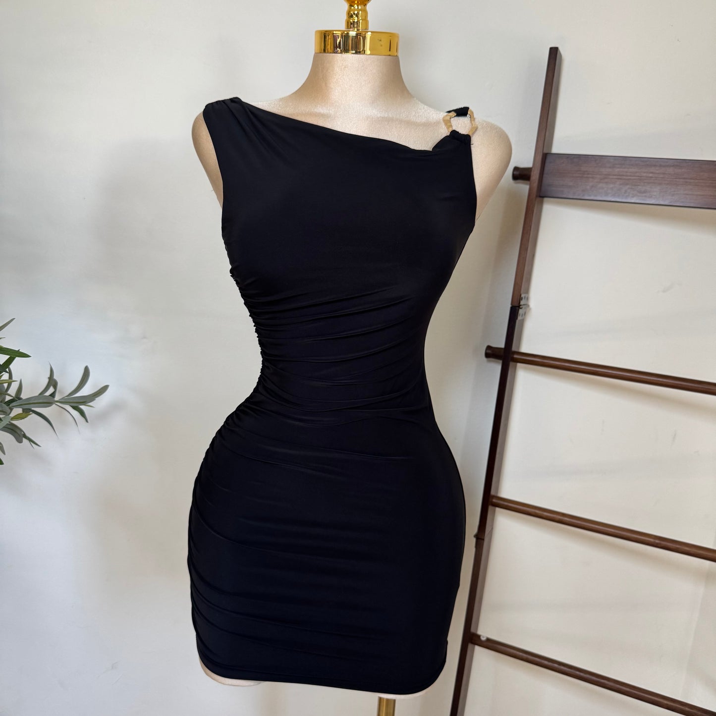 One shoulder Double Layered-Black