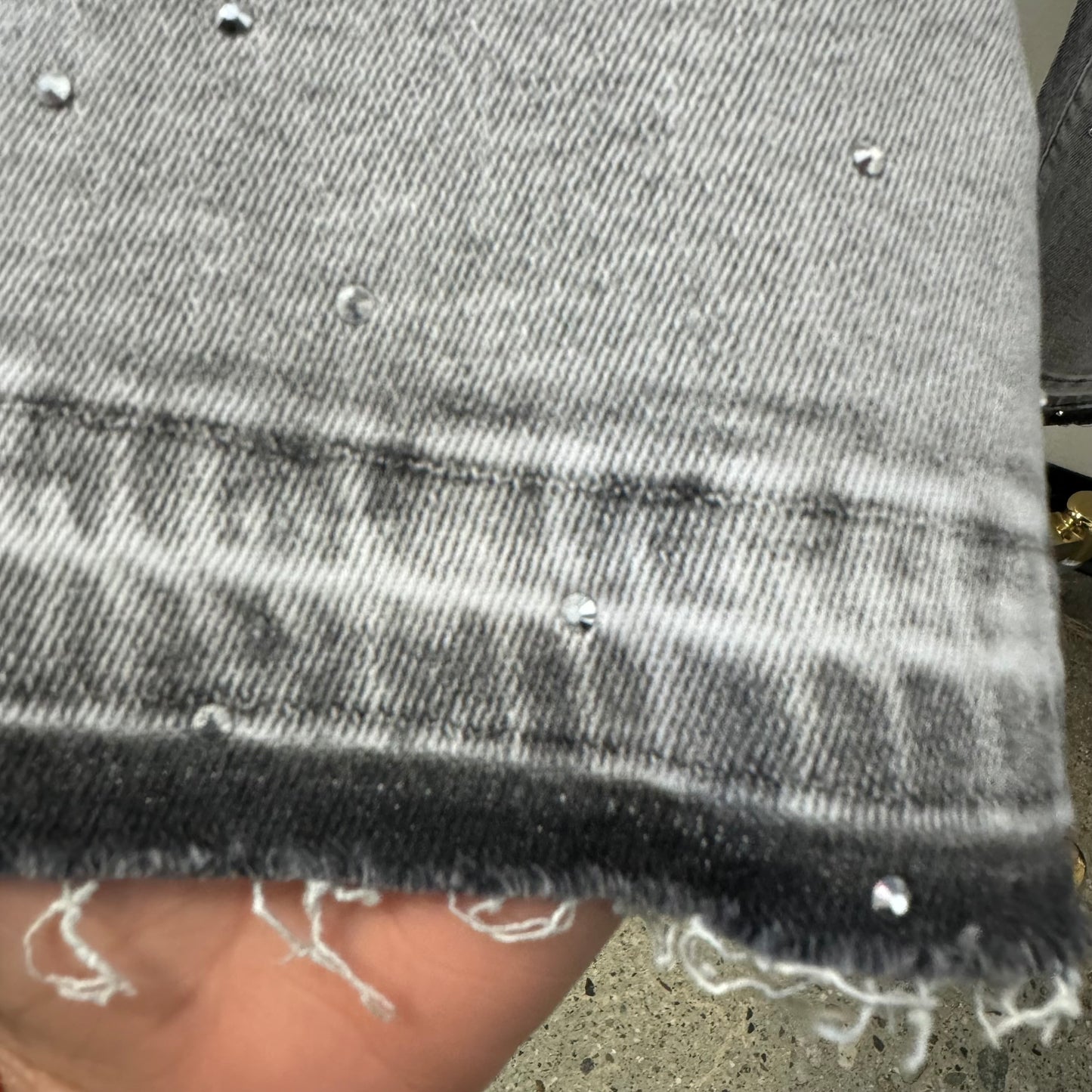 All Rhinestone Pants-Gray