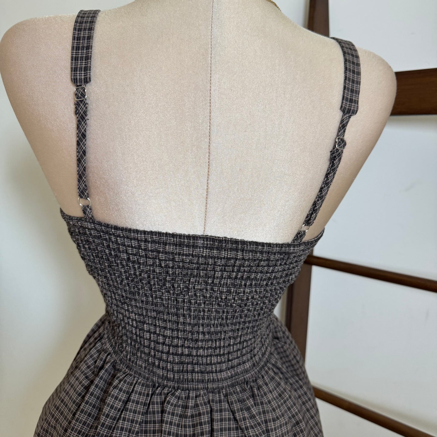Picnic Corset Mini Dress-Square Print