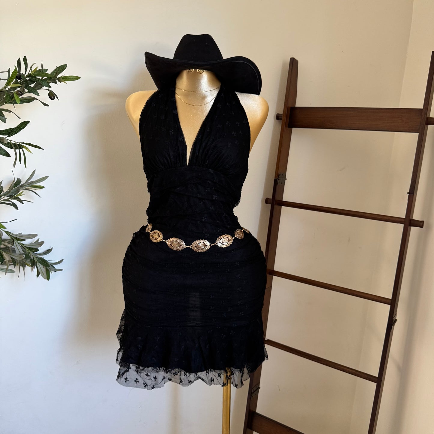 Halter Lace Plus size-Black