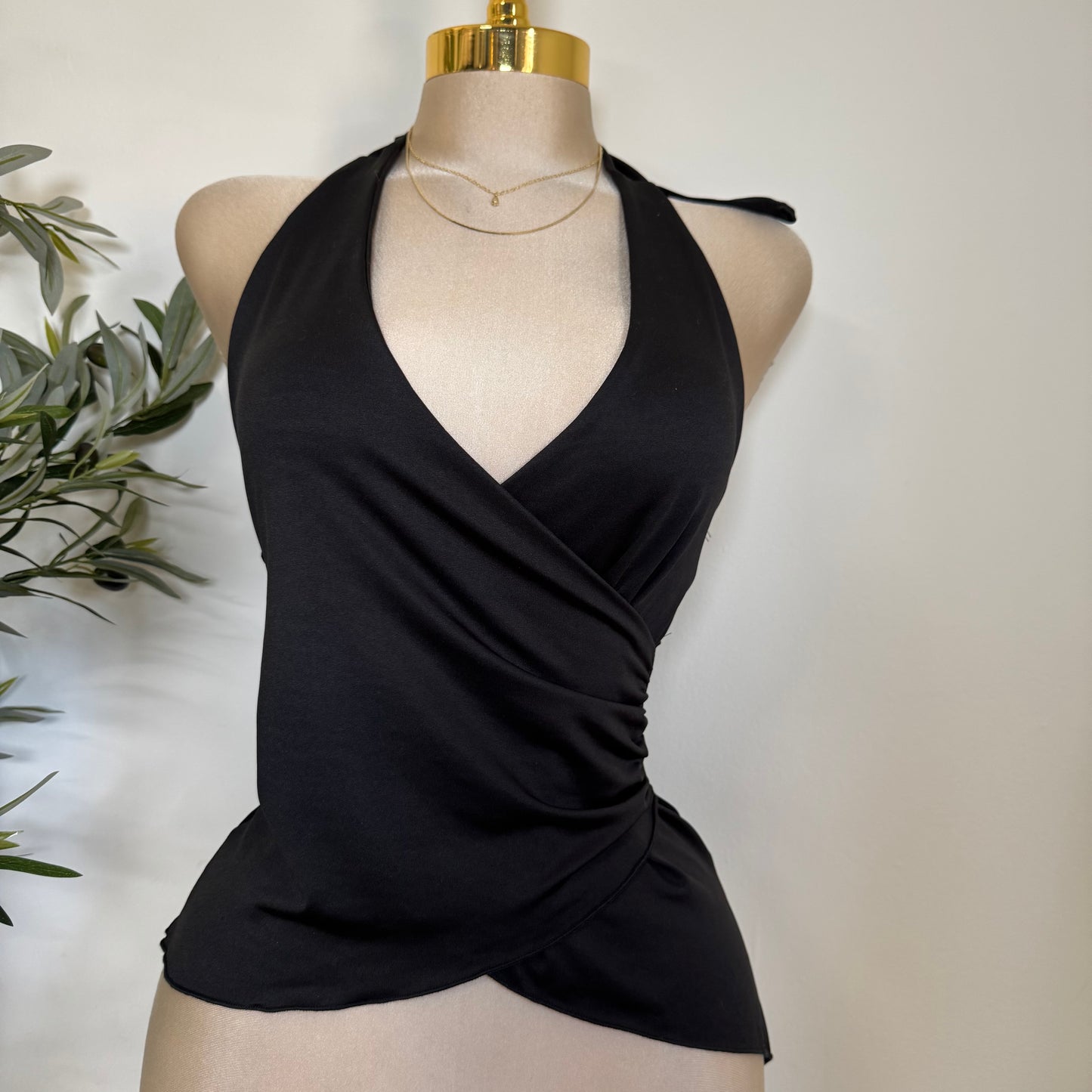 Halter Double Layered Top-Black