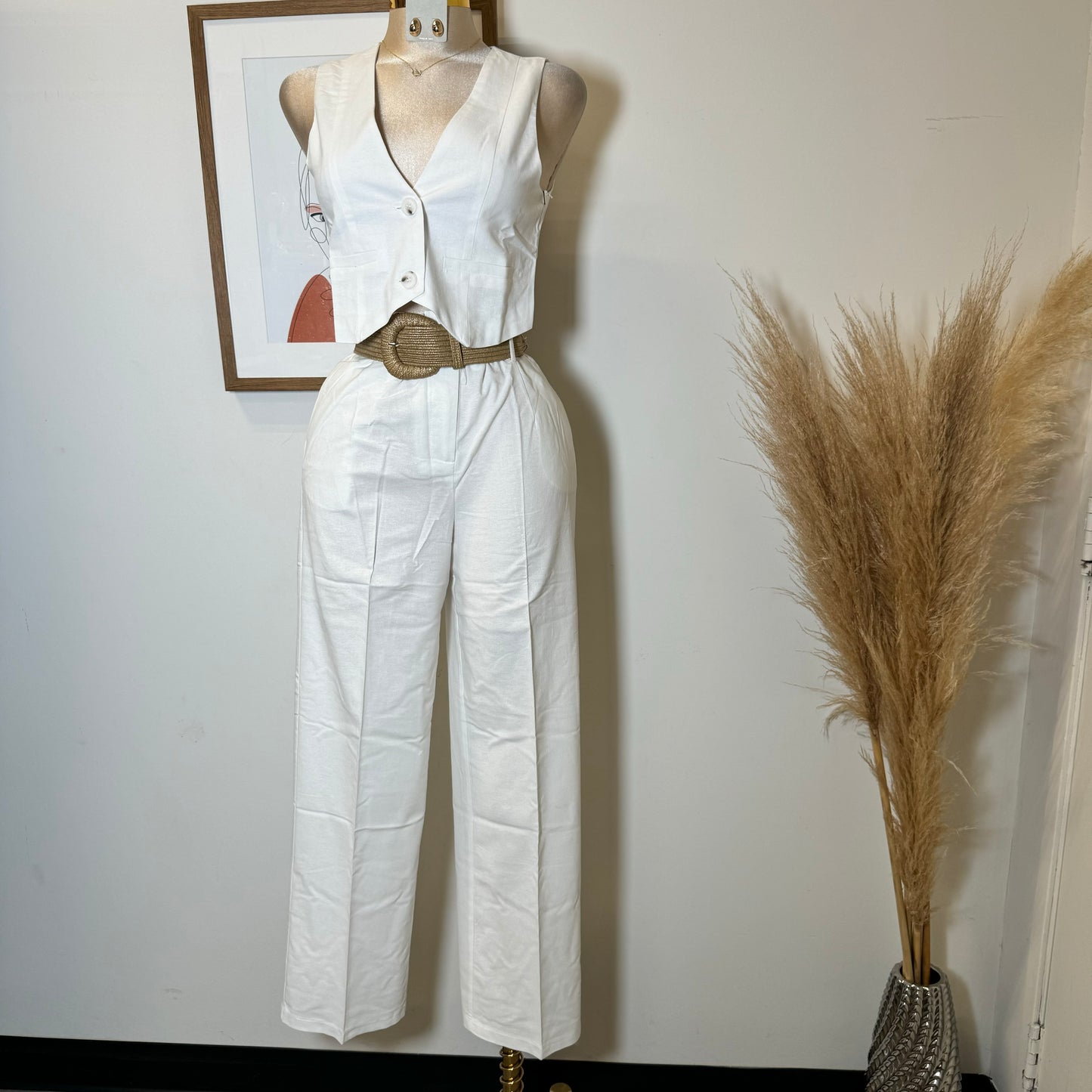 Verano Pant Two Piece Set-White