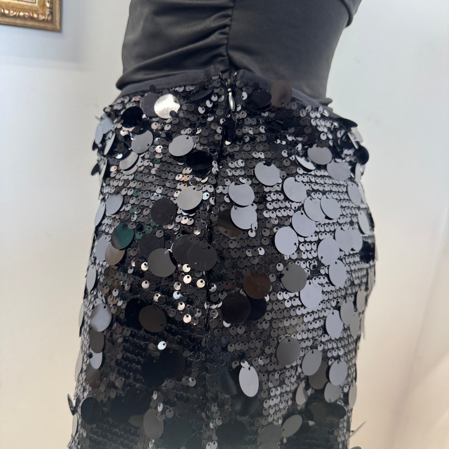Sequin Mini Skirt-Black