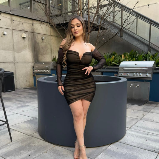 Aleya Long Sleeve Dress-Black