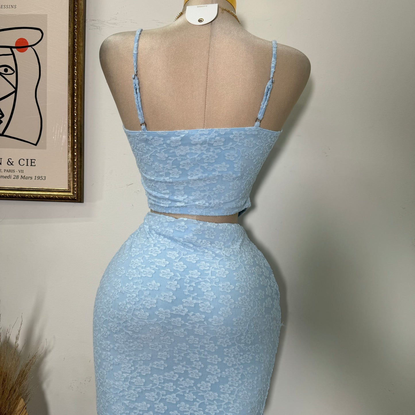 Flower Maxi Skirt Set-Blue