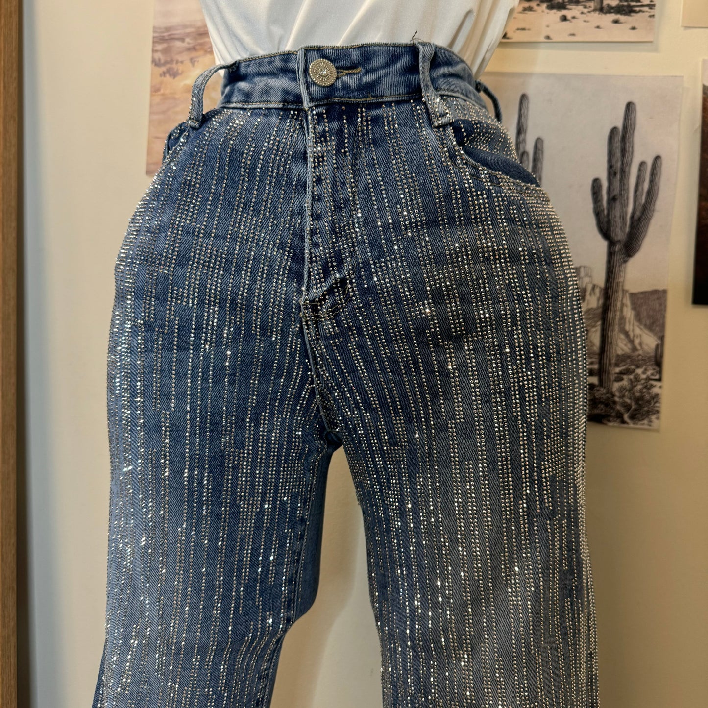 Karla Rhinestone Jeans-Blue