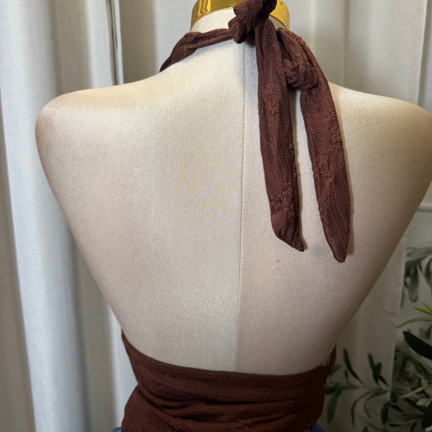 Halter Lace Top-Brown