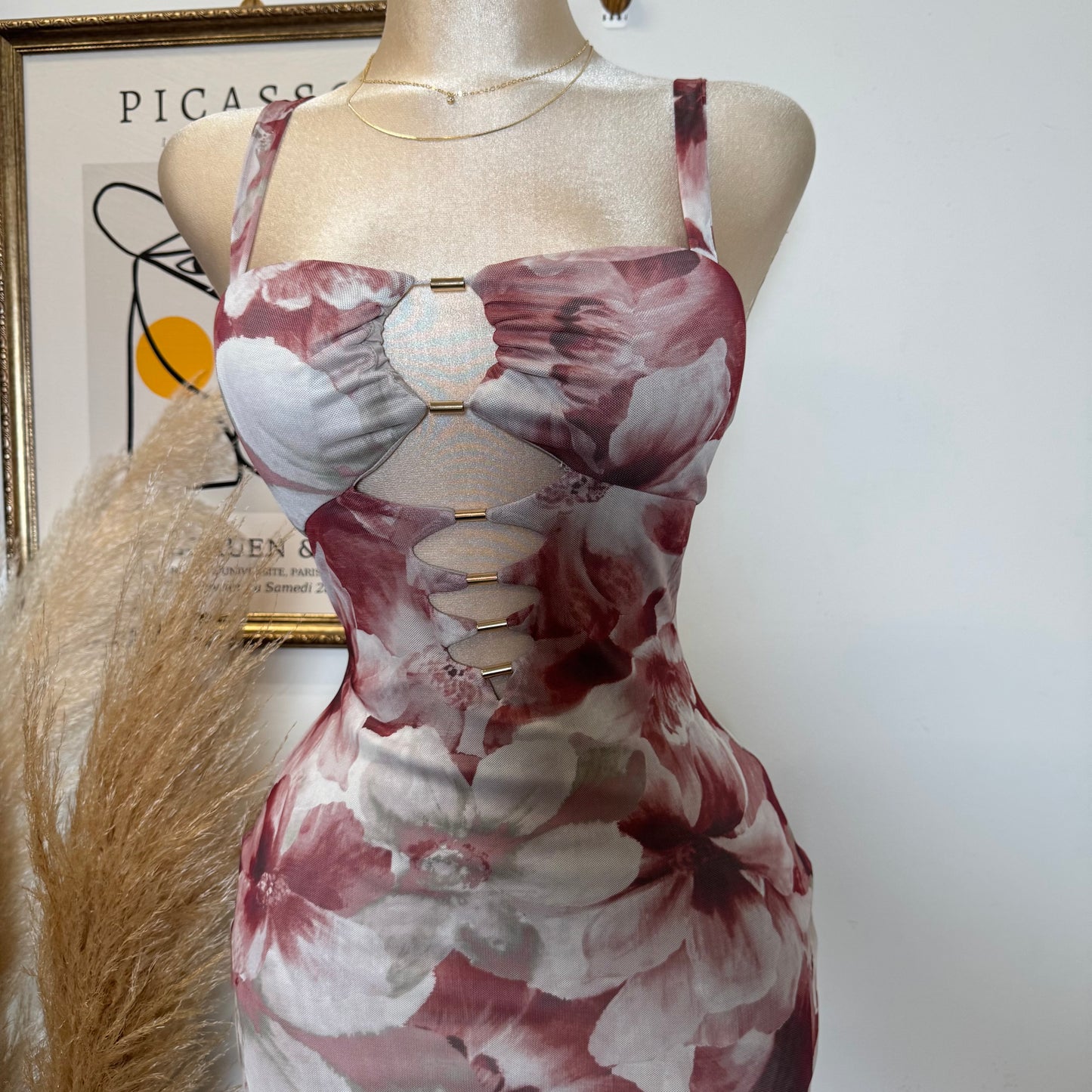 Karol Dress-Red/Beige