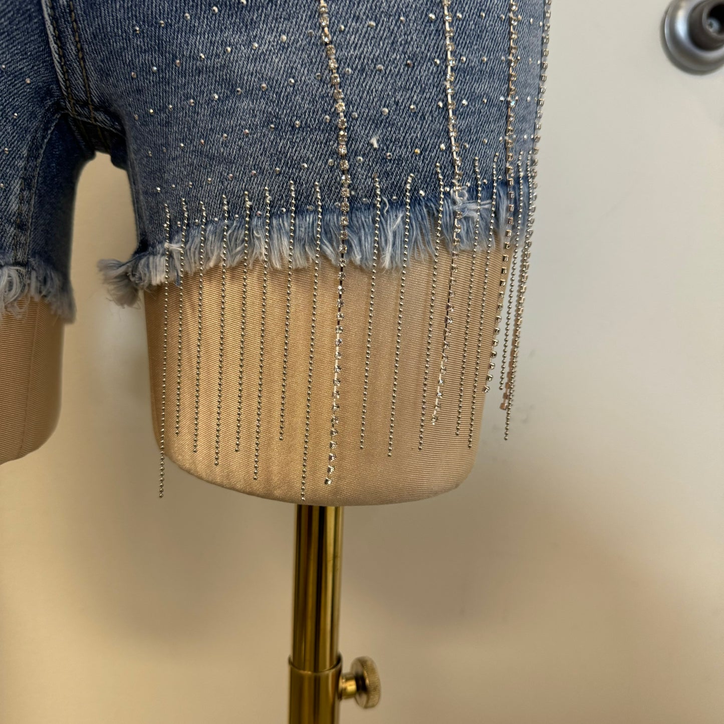 Tu Rhinestone Shorts-LT Blue