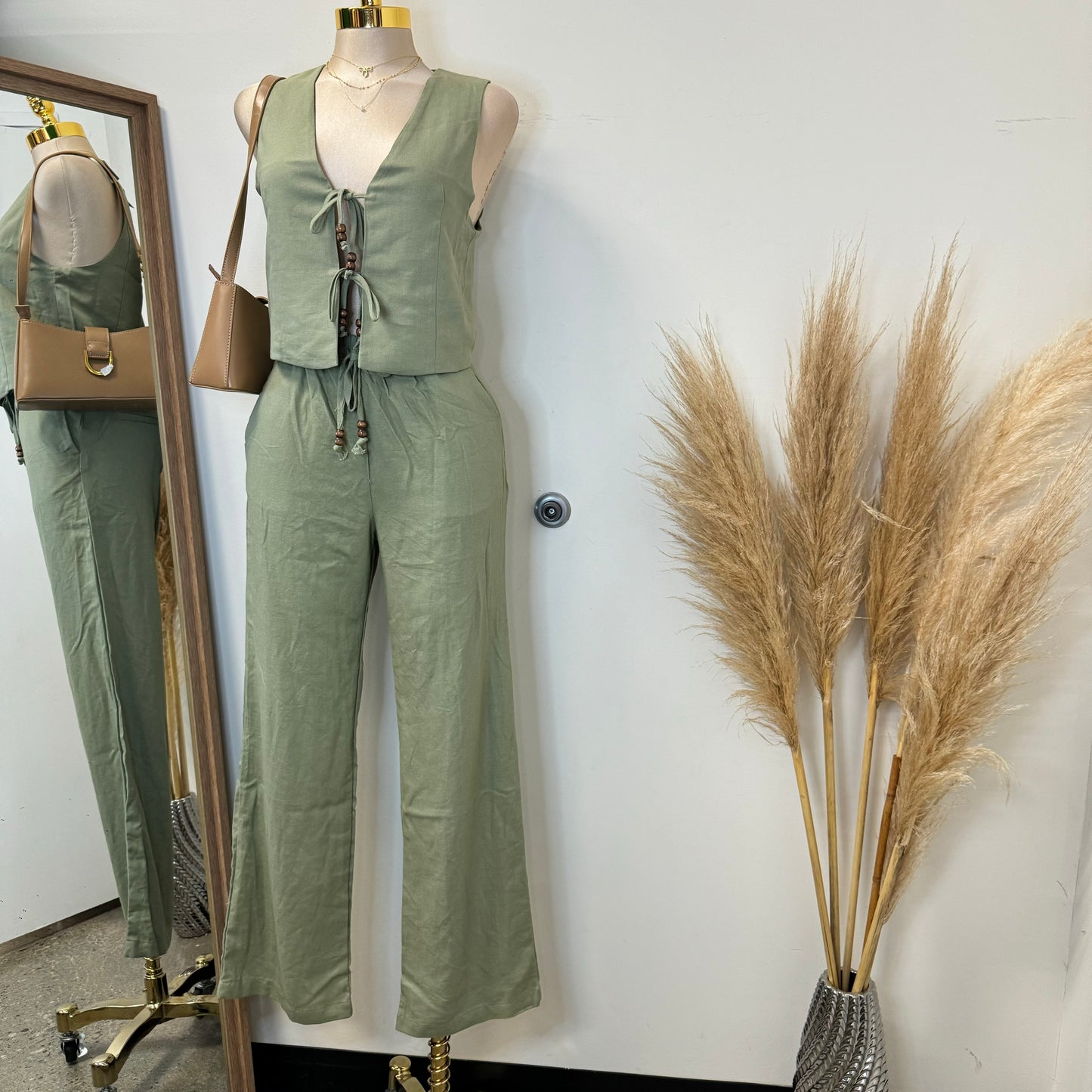 Knot Pant Set-Sage Green