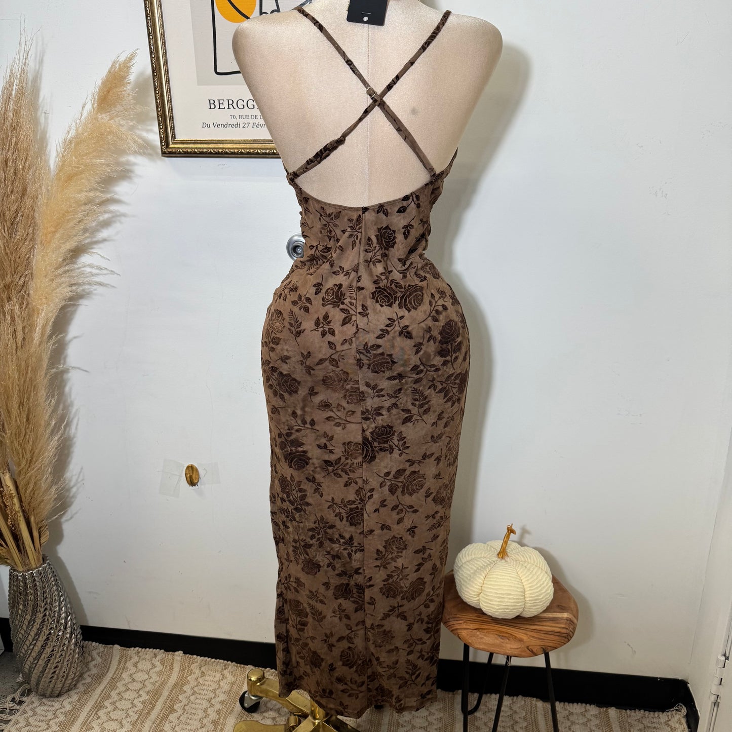 Printed Maxi Dress-Chocolate