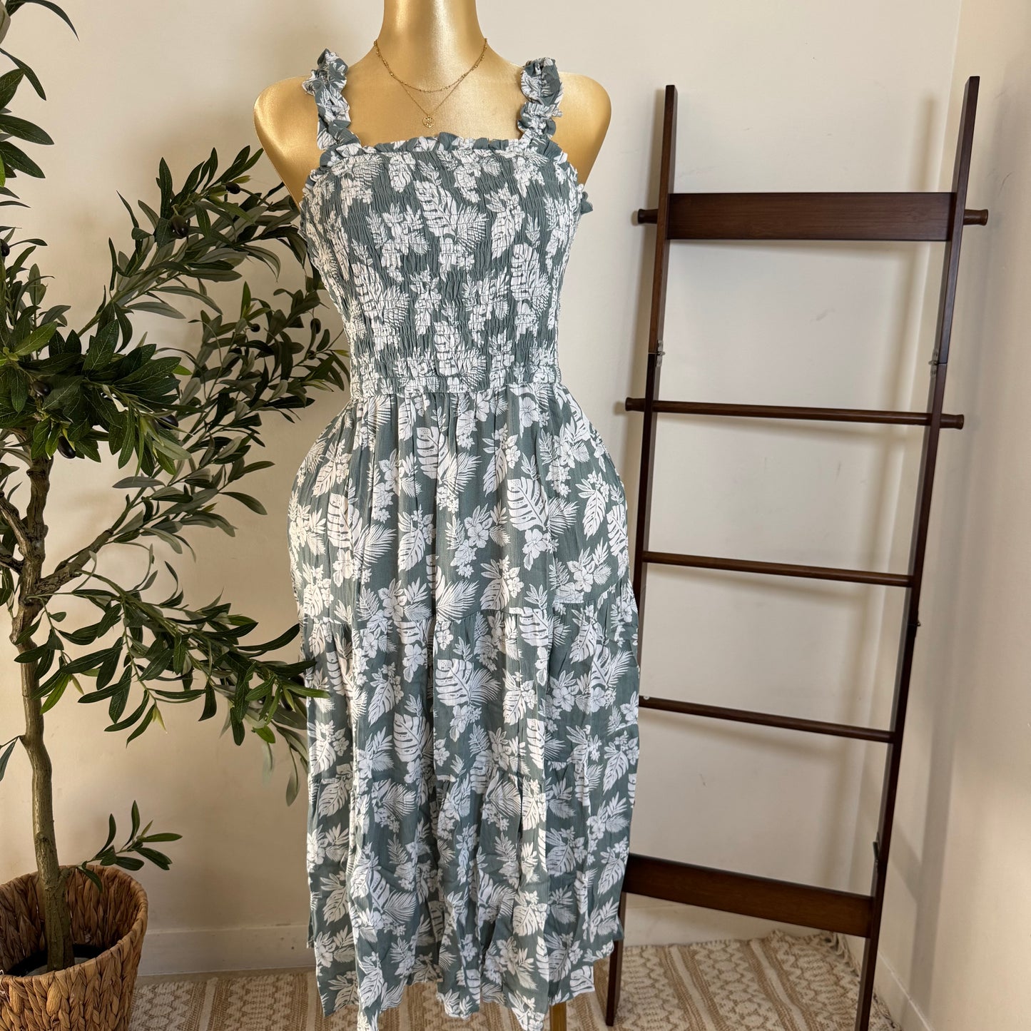 Curvy Summer Dress-Green