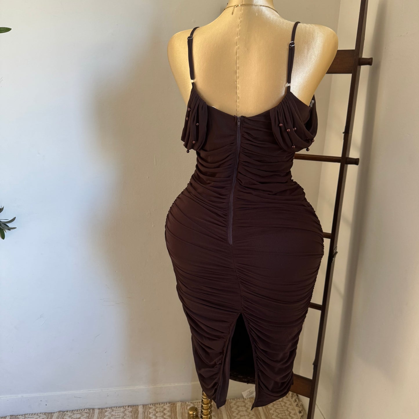 Aria Pearl Dress PL-Brown