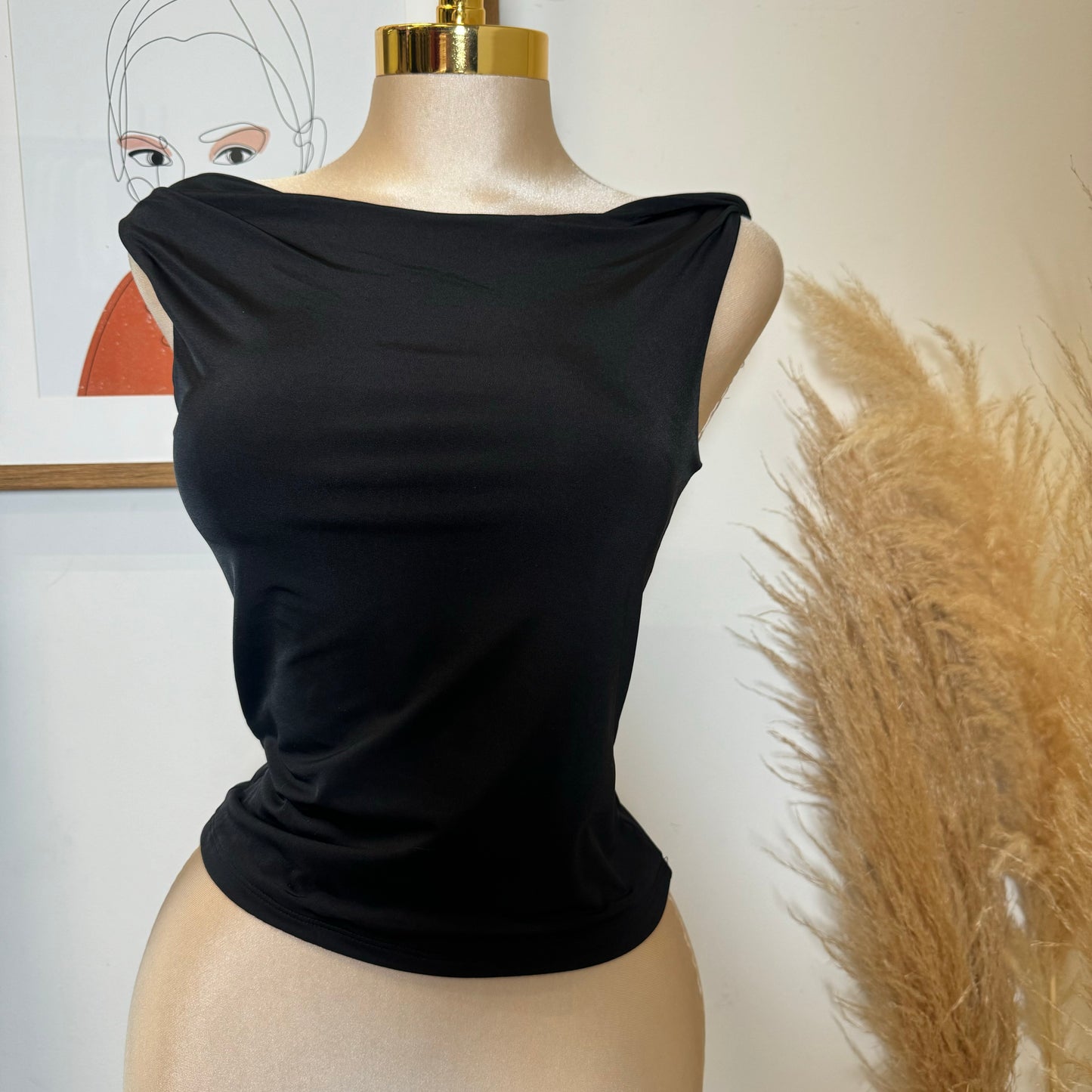 Asymmetrical Double Layered Top-Black
