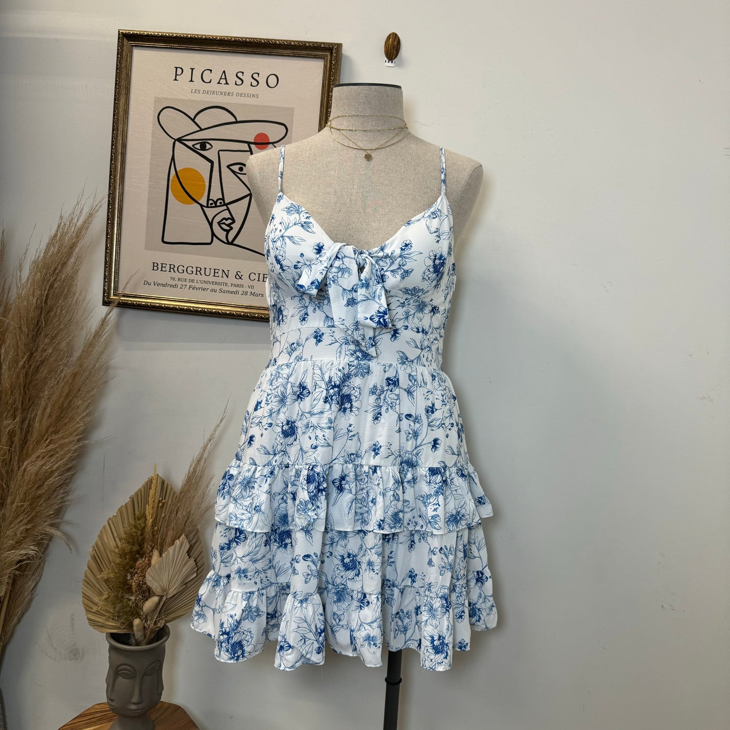 Flower Plus size dress-Blue