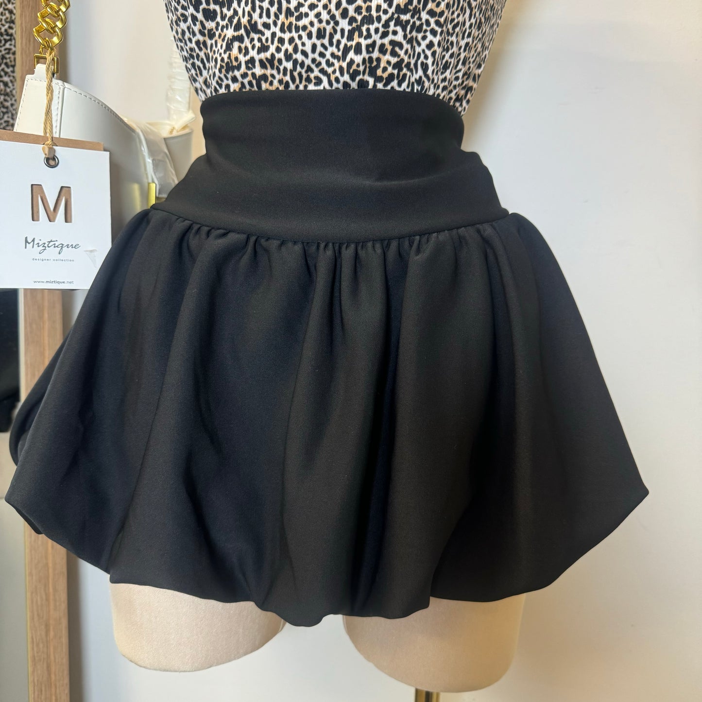 Bubble Mini Skirt -Black