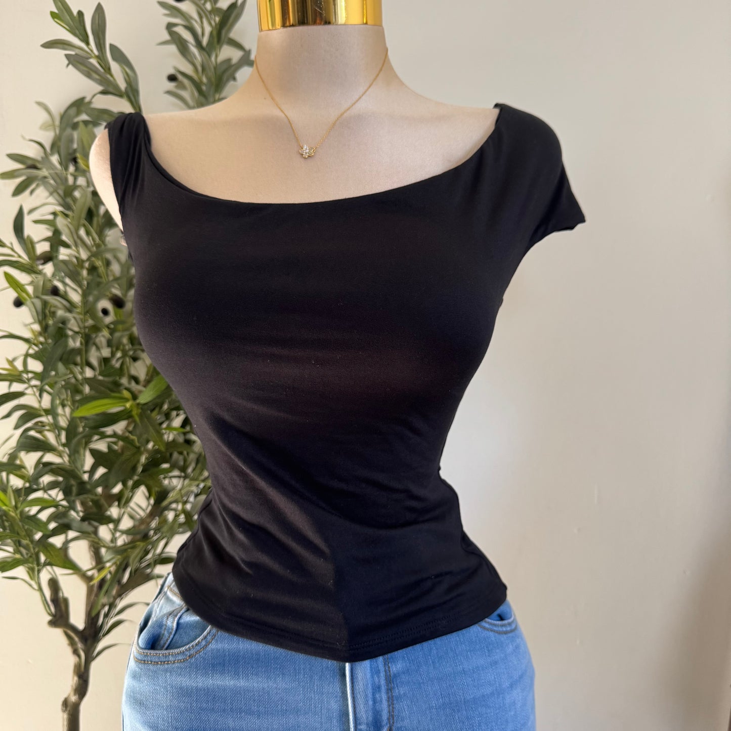 Asymmetrical Double Layered Top-Black