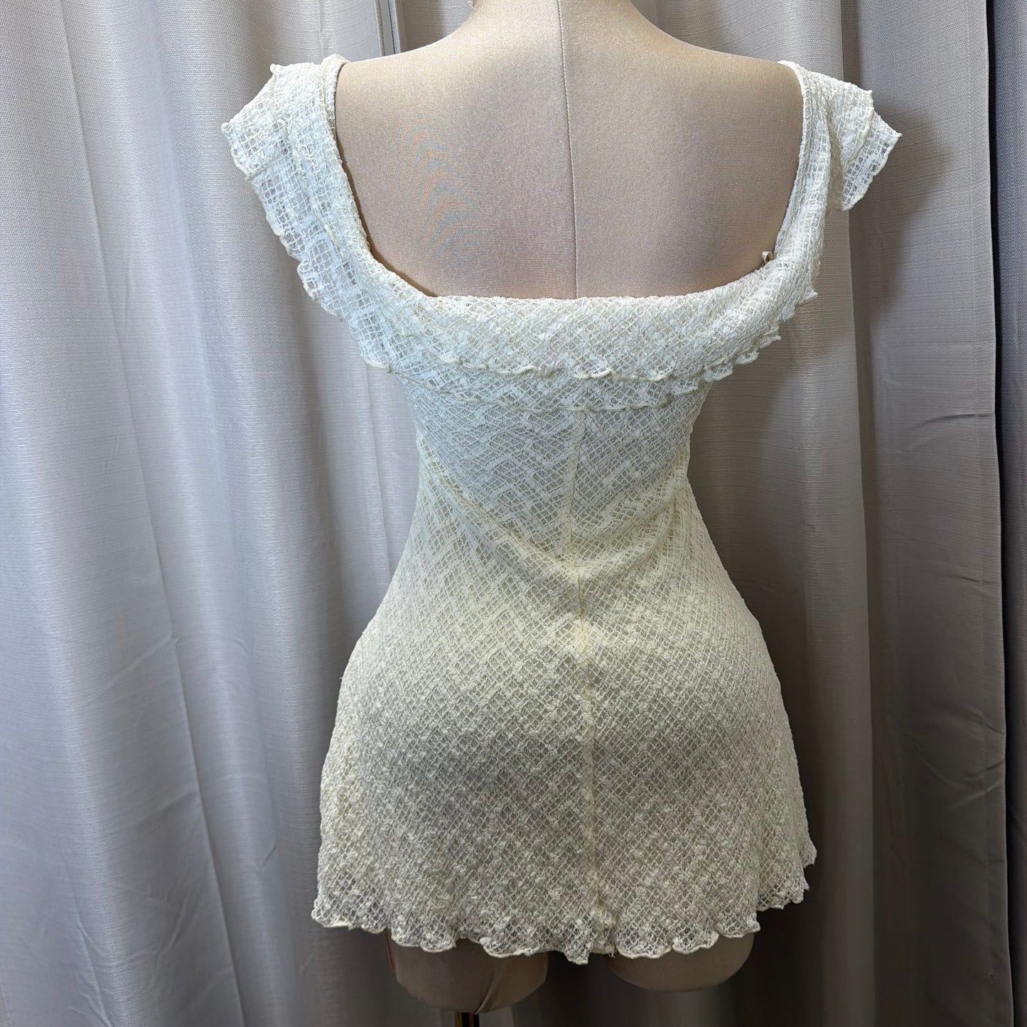 Off shoulder Mini Dress-Ivory