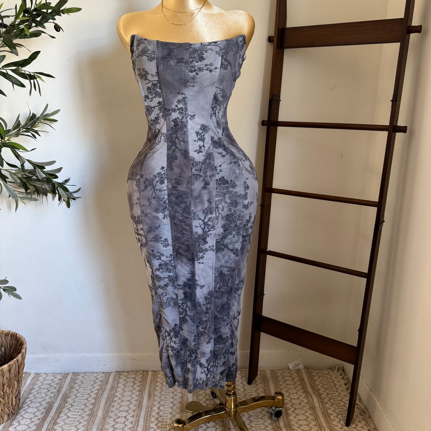 Strapless Midi Dress Plus size -Gris