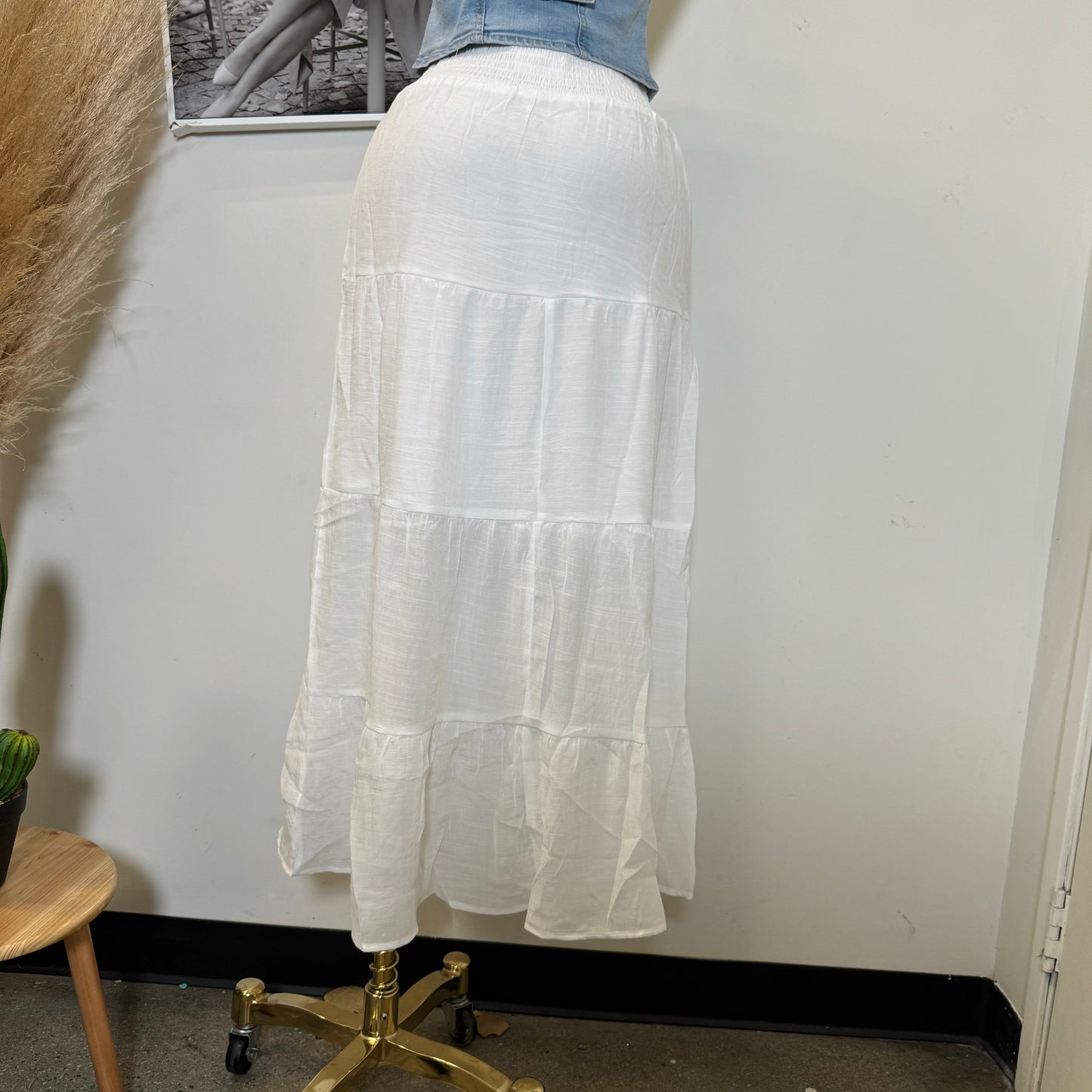 Maxi Long Skirt-White