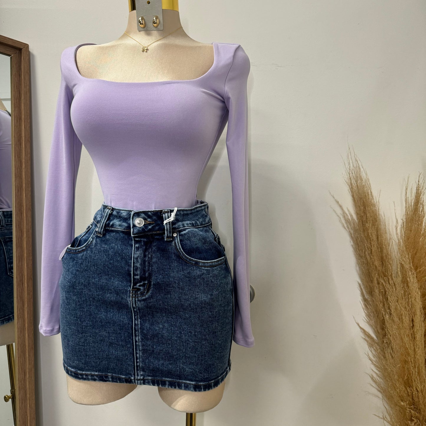 Snow Wash Mini Skirt-Blue