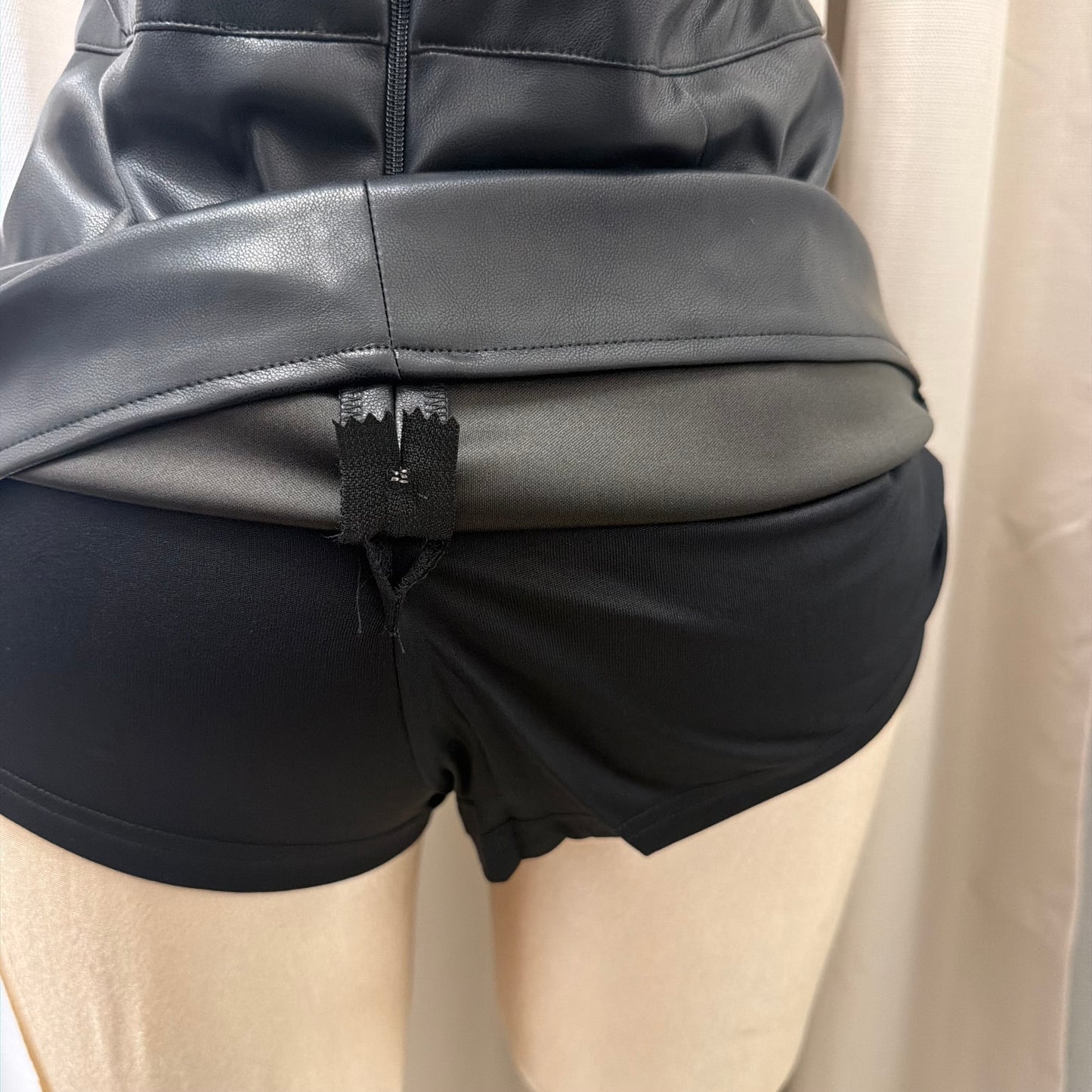 Faux Leather Skort with silver Detail-Black