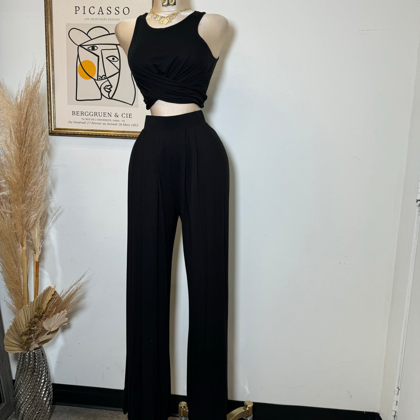 Tilo Wide Pant Set-Black