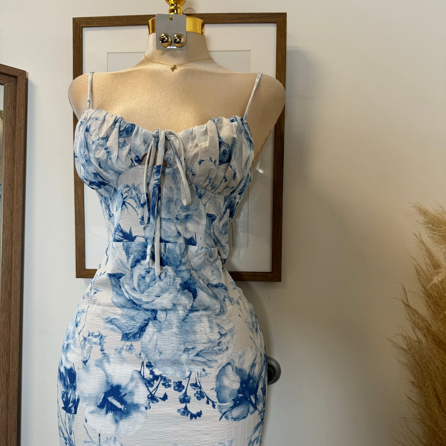 Grecia Maxi Dres-Blue/White