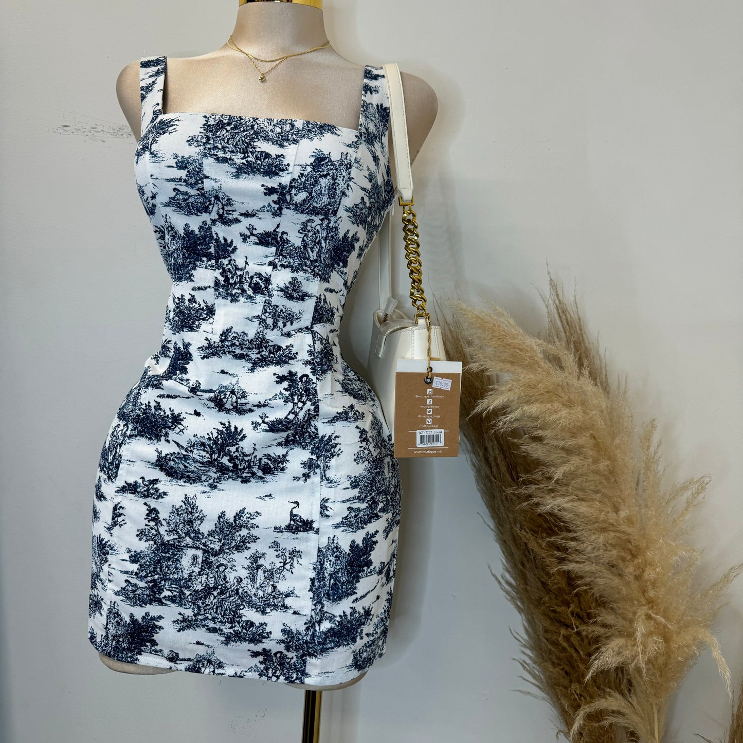 Hayden Corset Dress-Blue/White