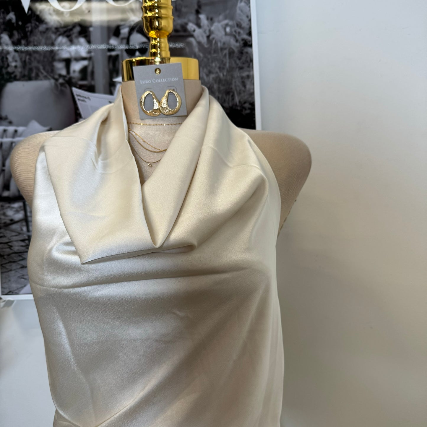 Santa Silky Halter Dress-Oatmeal
