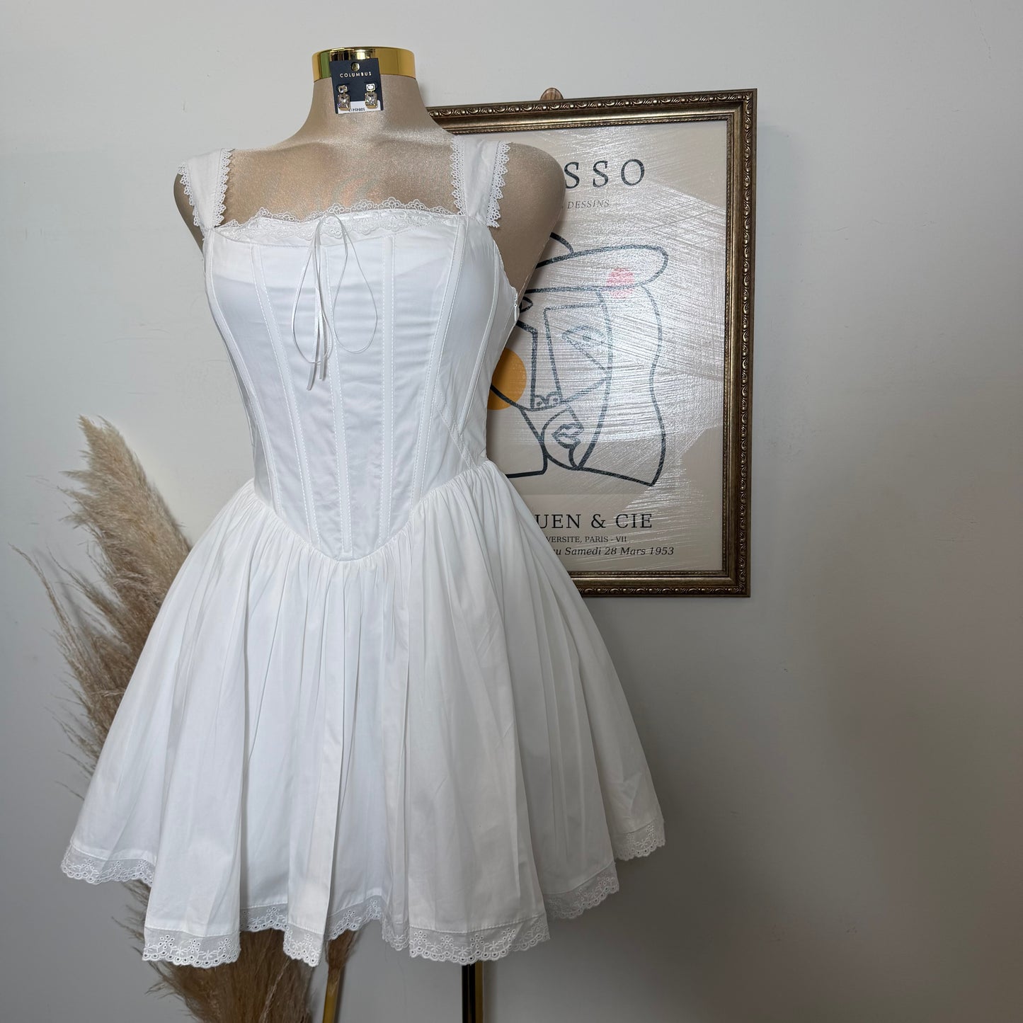 Poplin Strap Mini Dress-Off White
