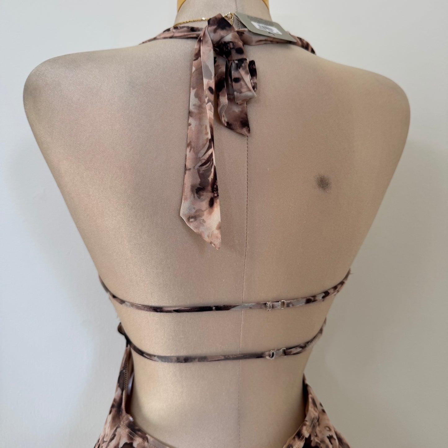 Halter Open Slit Dress-Brown