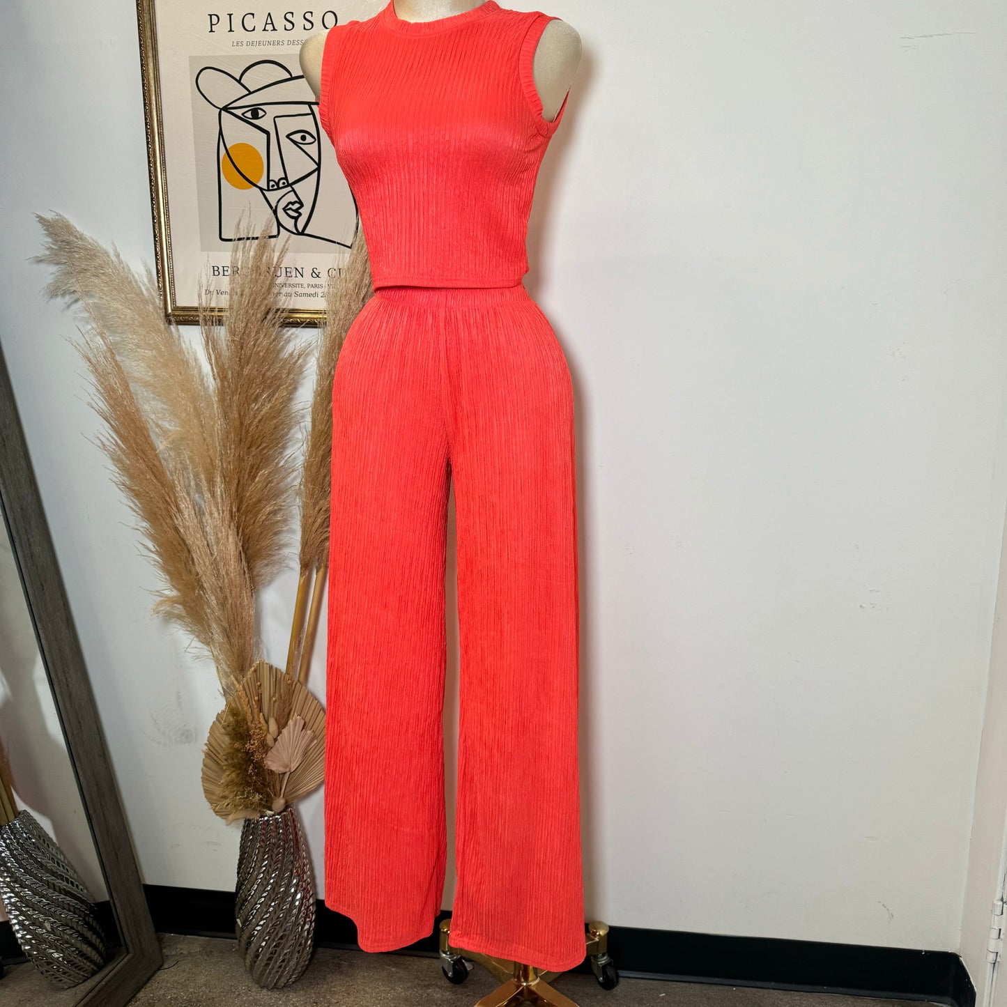 Tamara Two Piece Set-Orange Coral