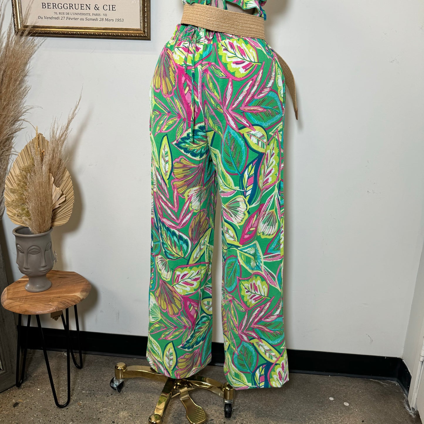 Adamari Pant Set-Green/Hot Pink