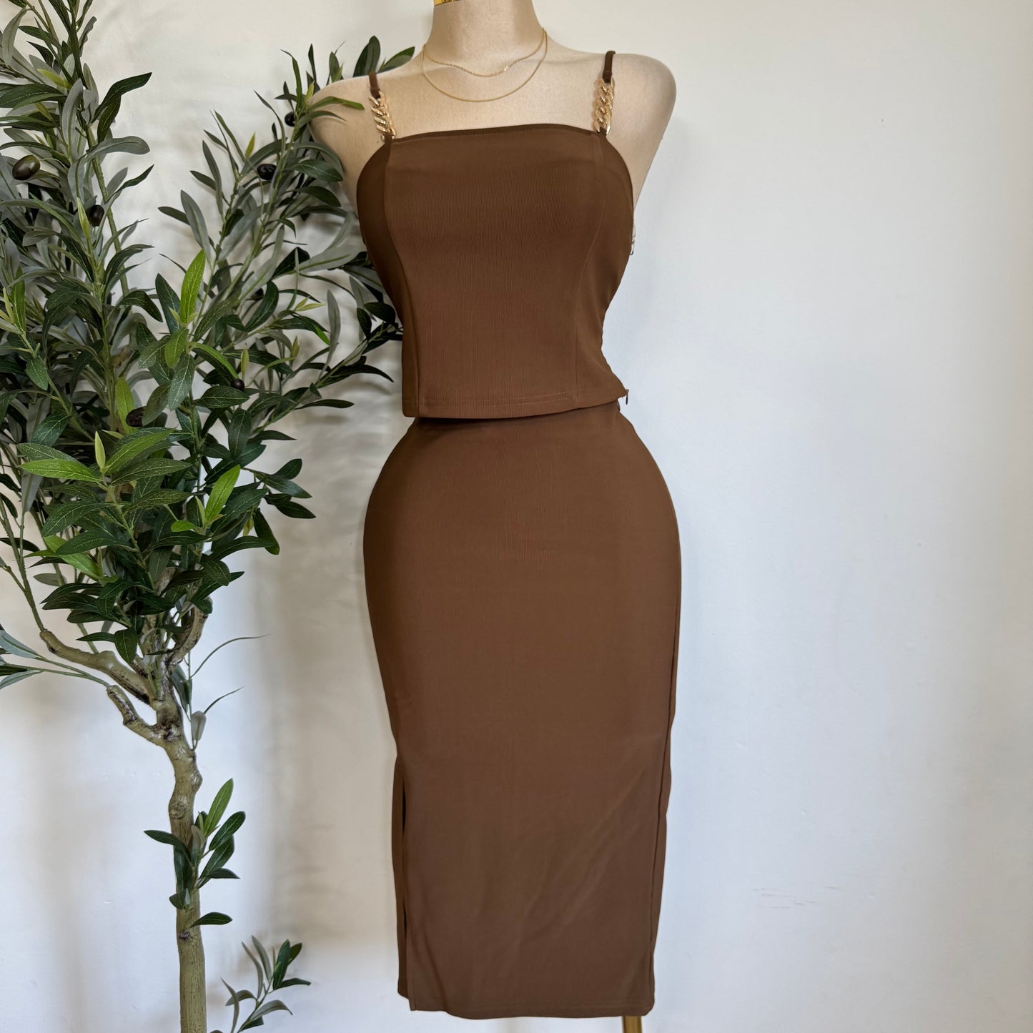 Mixy Skirt Set-Brown