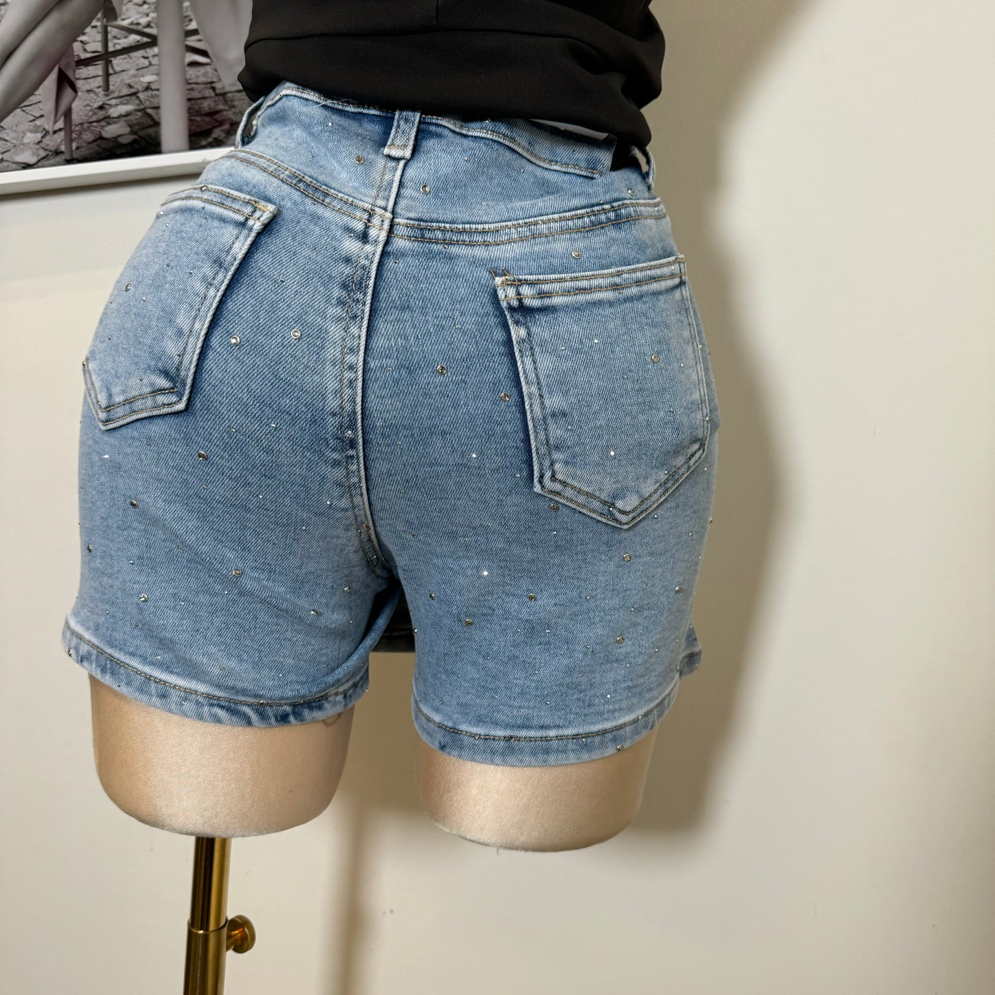 Denim Rhinestone Skort-Blue