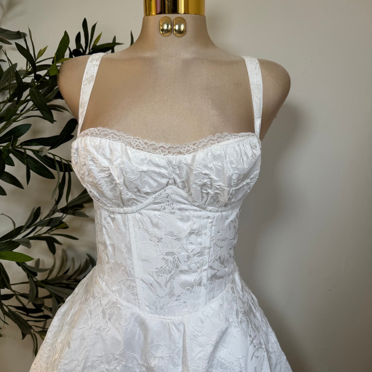 Fleur Corset Midi Dress-White