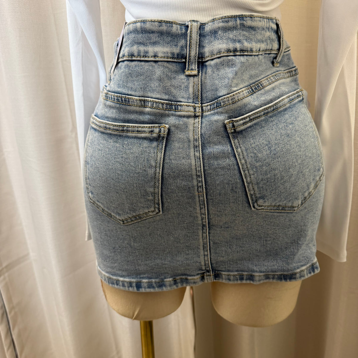 Snow Wash Mini Skirt -Lt Blue