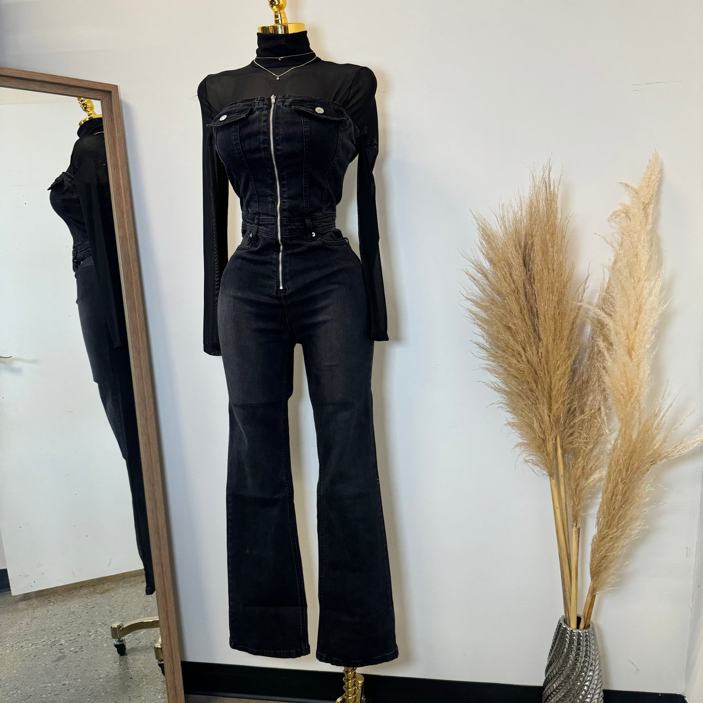 Rodeo Strapless Denim Jumpsuit-Black1