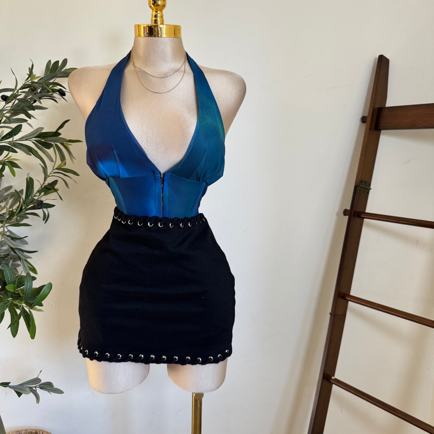 Halter corset Top-Blue