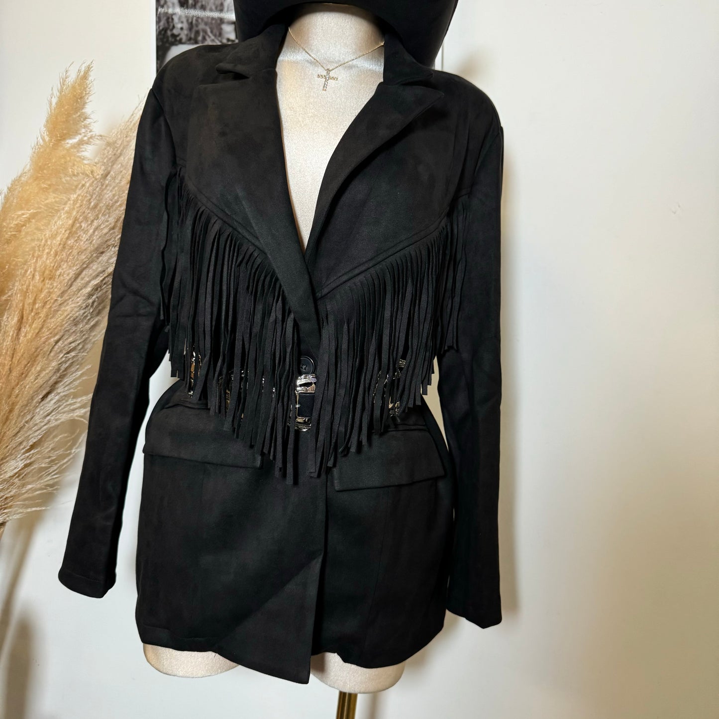 Fringe Blazer-Black