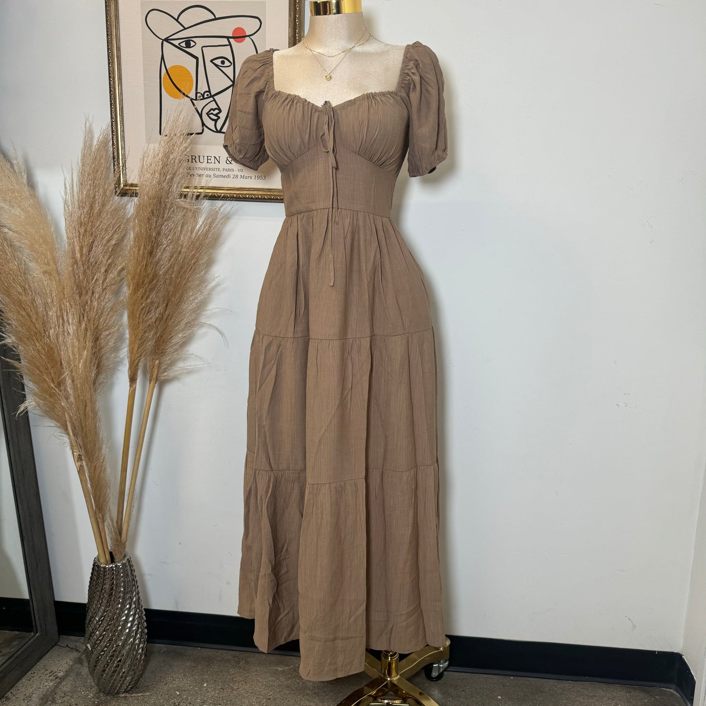 Maxi Corset Dress-Brown