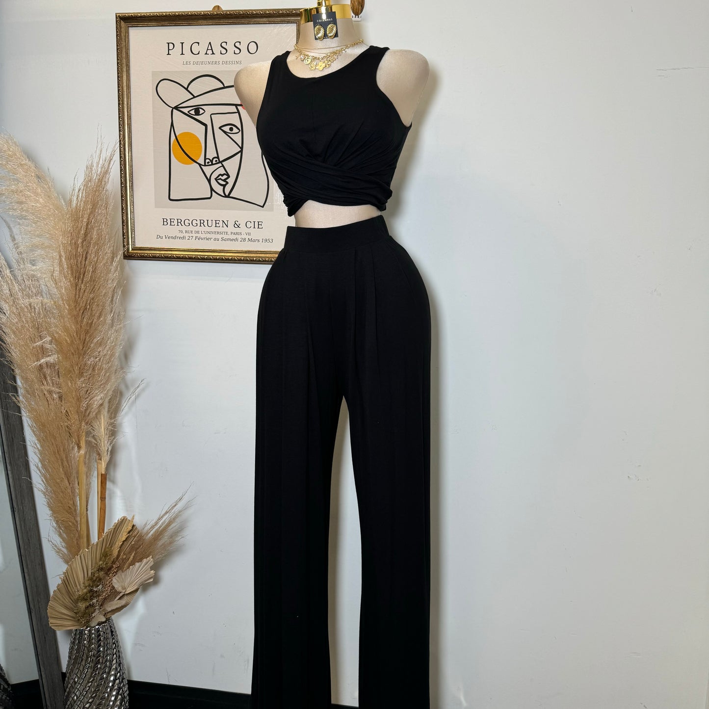 Tilo Wide Pant Set-Black