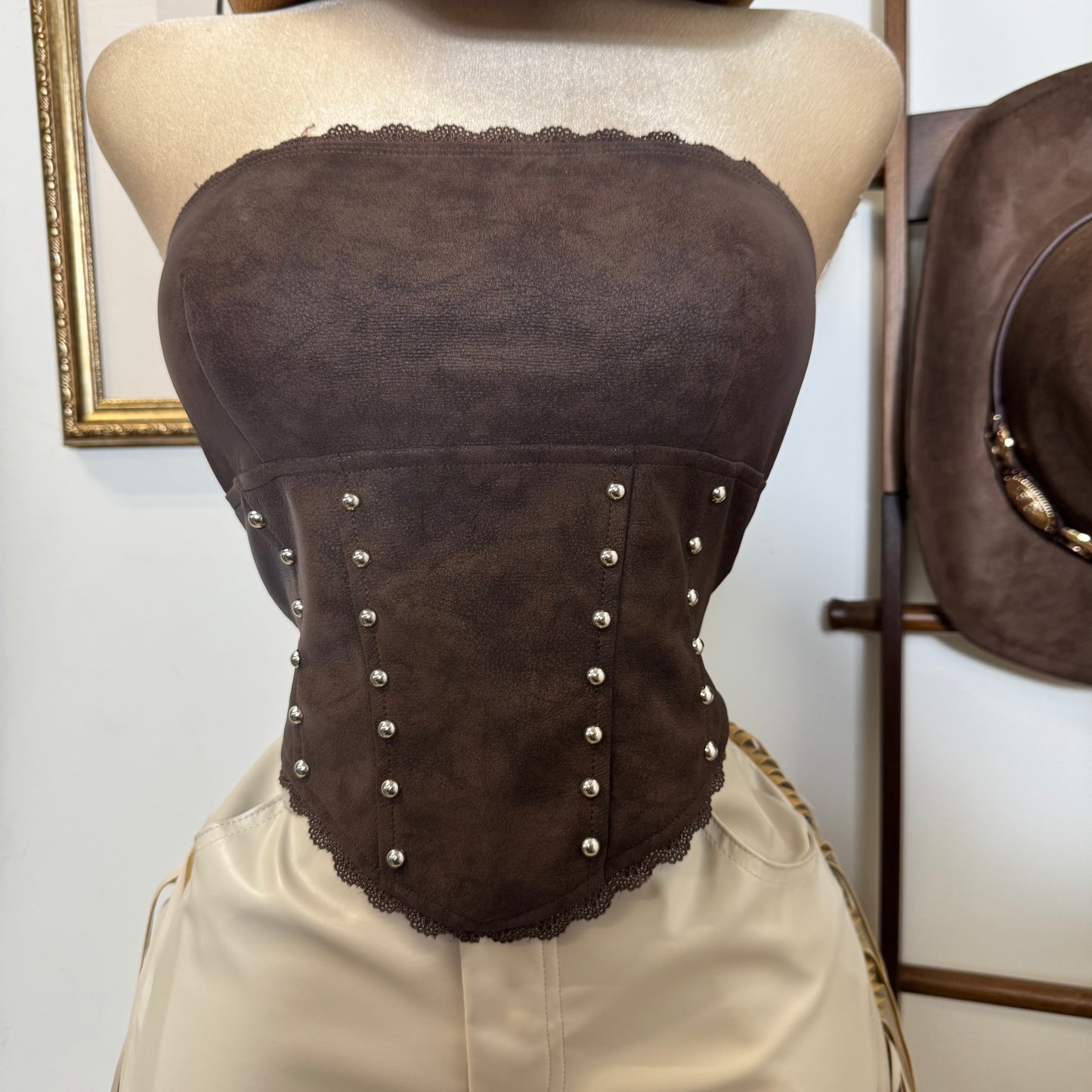 Corset Tie Back Top-Chocolate