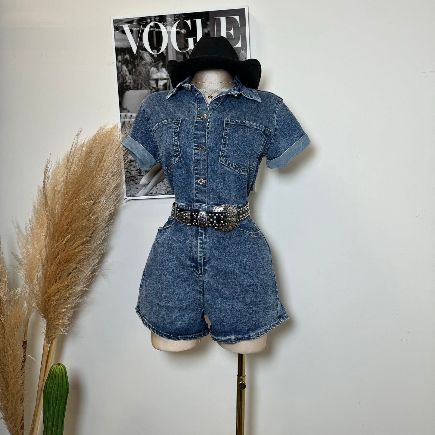 Denim Romper-Blue