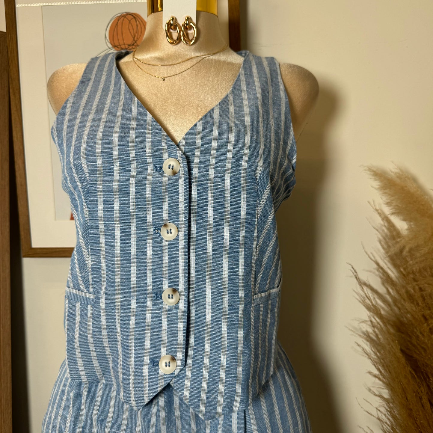 DTF Linen Short Set-Blue